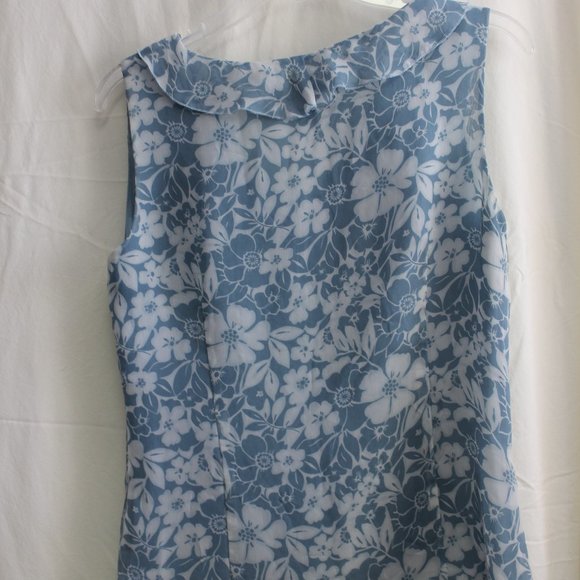 💙 Pineapple Moon Blue White Floral Ruffle Blouse S - Picture 4 of 10
